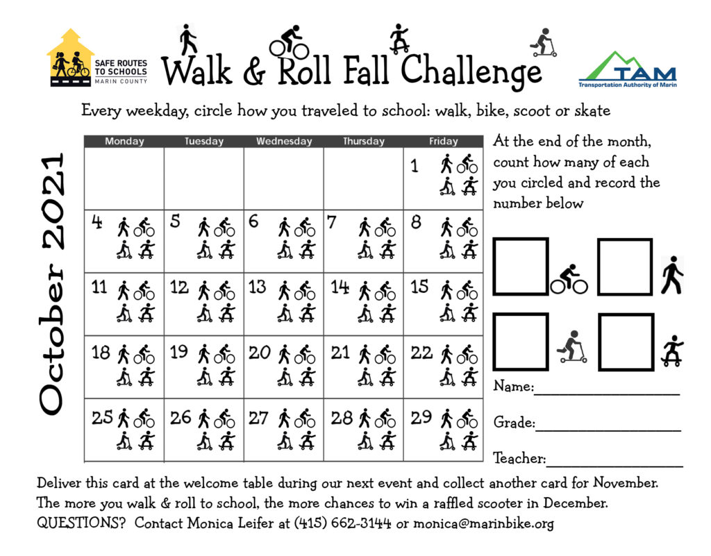 Walk and Roll Challenge score card