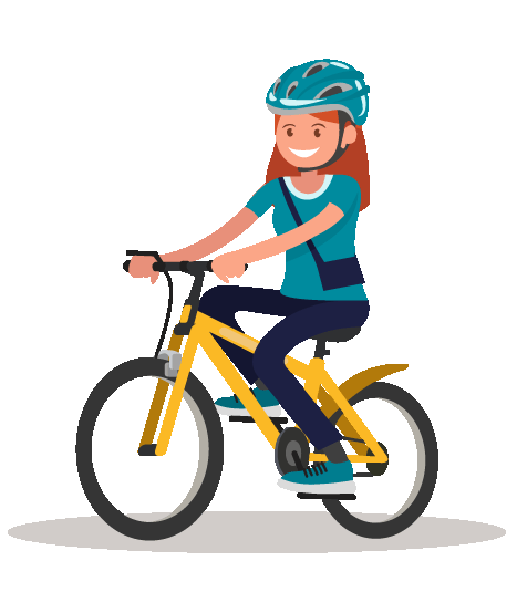 Graphic of girl on bike wearing a helmet