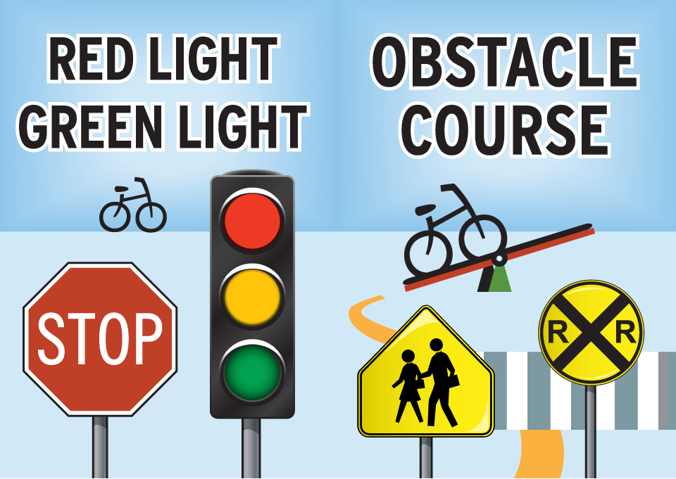 Traffic signs for Bike Drills: Stop sign, Stoplight, etc