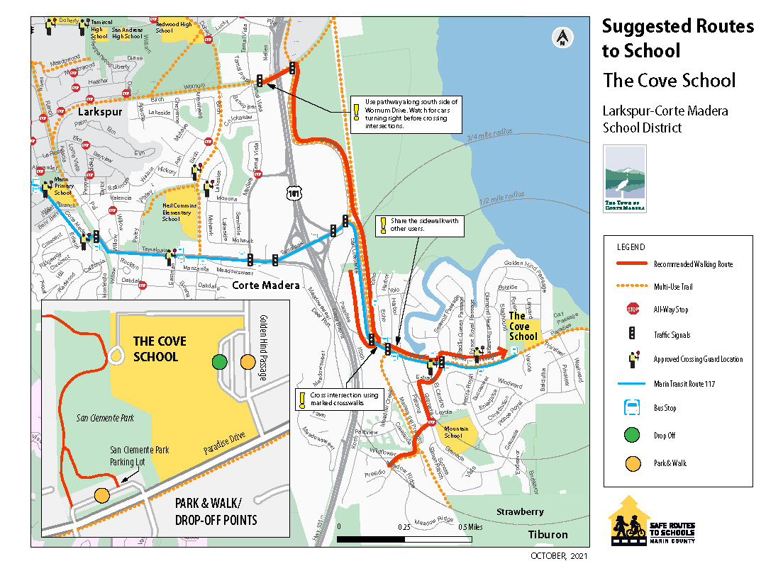 Cove School suggested routes to school map