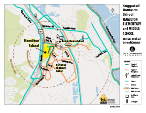 Sinaloa suggested routes to school map
