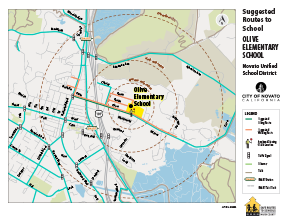 Sinaloa suggested routes to school map