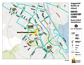Sinaloa suggested routes to school map