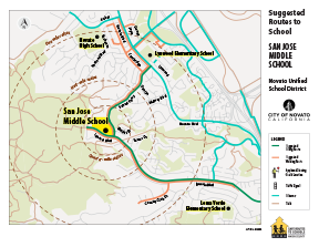 Sinaloa suggested routes to school map