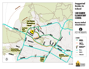 Sinaloa suggested routes to school map